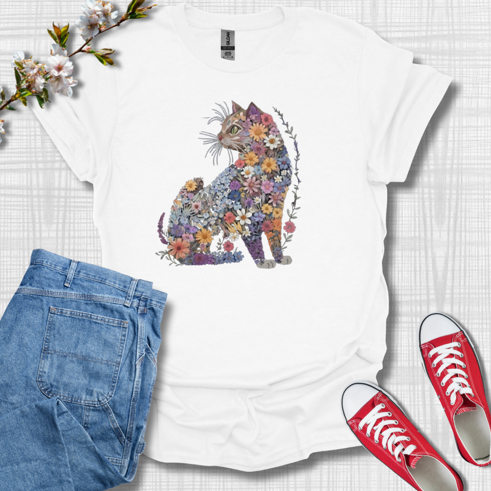 Flower Cat Graphic T-Shirt