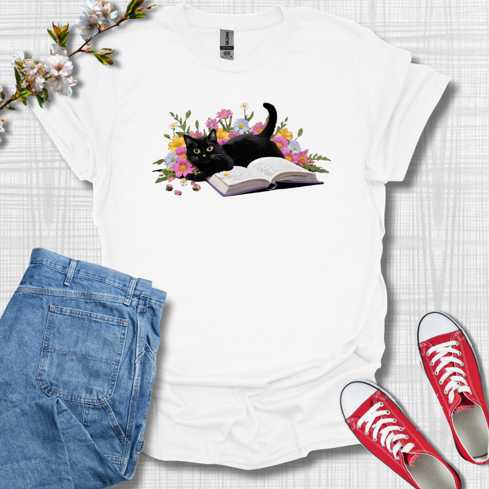 Cat in Book Graphic T-Shirt, Women T-Shirt, Men T-Shirt, Summer and Fall T-Shirt